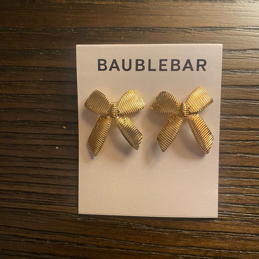 NEW BaubleBar gold bow earrings
